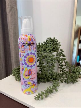 amika Perfect Body Mousse — Lavender & Pink Retro Floral Bottle